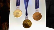 Olympic medals are displayed