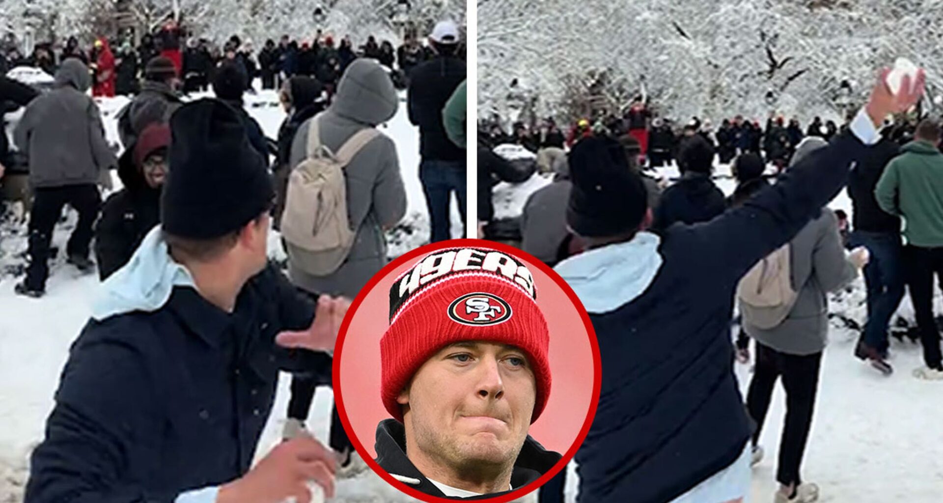 Mac Jones At Viral NYC Snow Ball Fight Before Cops Were Pelted