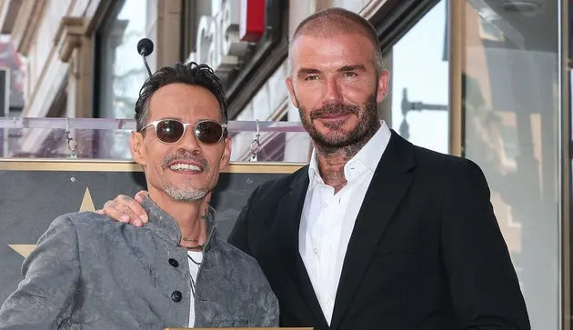 Marc Anthony and Sir David Beckham in September 2023