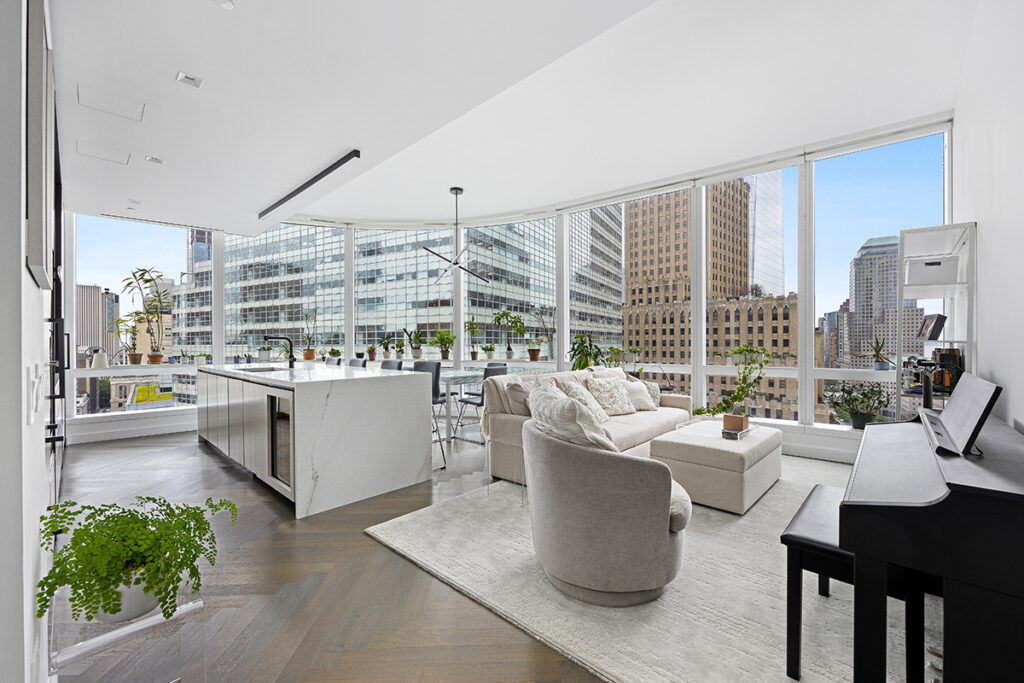 Living room at client's 2 bedroom condo at 111 Murray St
