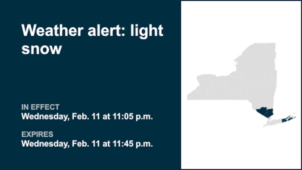 NY weather: Be prepared for light snow in part of New York Wednesday night