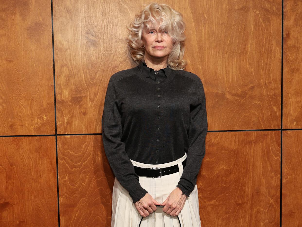 Pamela Anderson at the Tory Burch fall/winter runway show during New York Fashion Week.