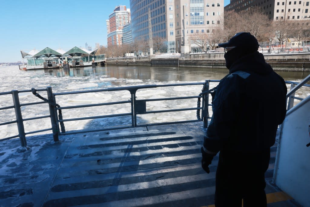 Ice floats cover part of the Hudson River along the Manhattan shoreline as New York City experiences frigid temperatures following a winter storm last weekend on January 30, 2026, in New York City. Getty Images