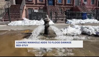 News 12 | Brooklyn | Manhole floods Bed-Stuy blocks one day after leaking fire hydrant