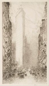 Washington's Birthday—Fifth Avenue at 23rd Street, etching by Childe Has­sam, 1916