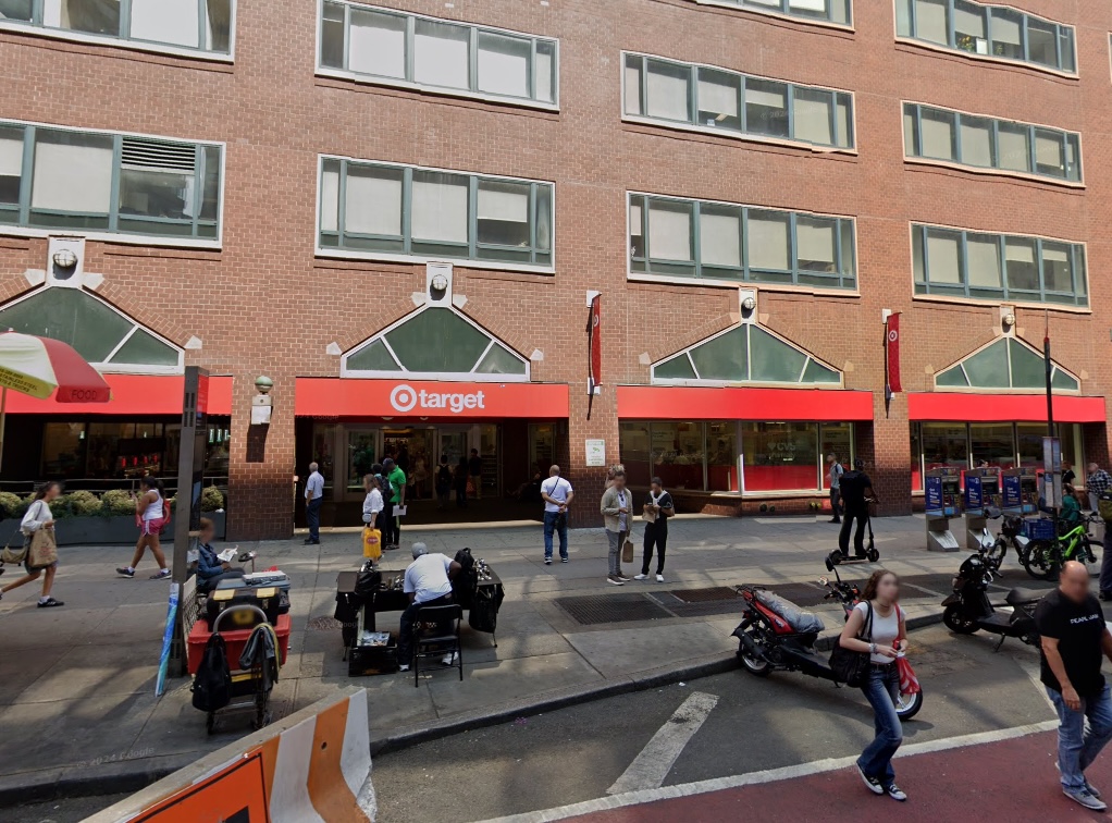 Exterior view of a Target store entrance at 14th Street and 4th Avenue, Union Square.