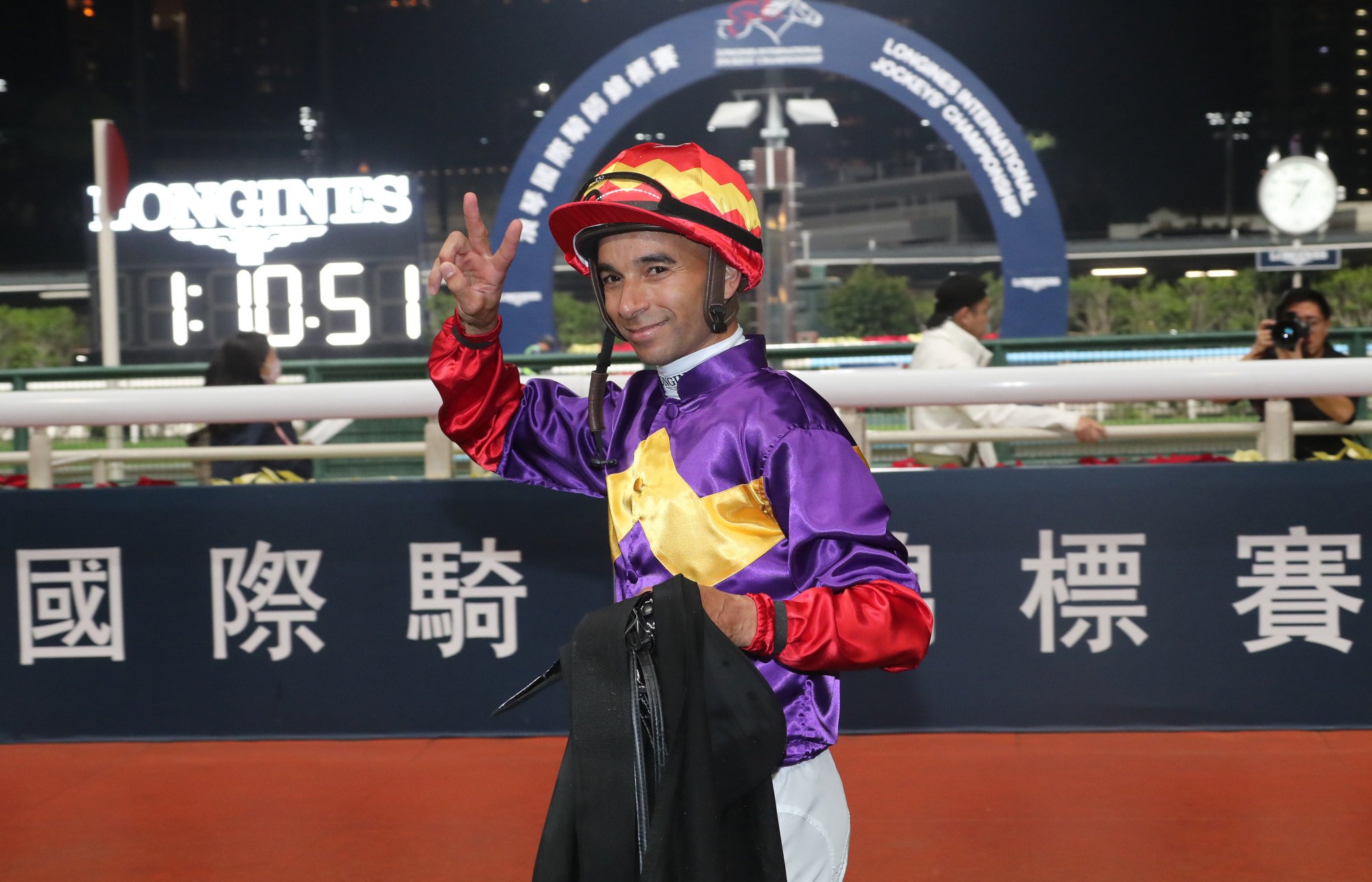 Joao Moreira celebrates a Happy Valley double last December.