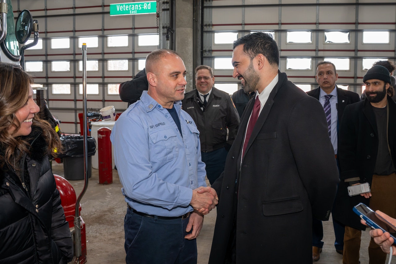 Mayor Zohran Mamdani thanks firefighters and EMS personnel for keeping New Yorkers safe during the cold snap