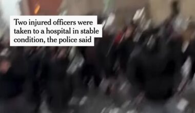 Dozens of people gathered in Washington Square Park in New York City on Monday for a snowball fight as the first blizzard in a decade bore down on the city. The event turned chaotic when the police, who were called to control the crowd, arrived at the scene and were pelted with snowballs. https://nyti.ms/4rAIRO9 | The New York Times