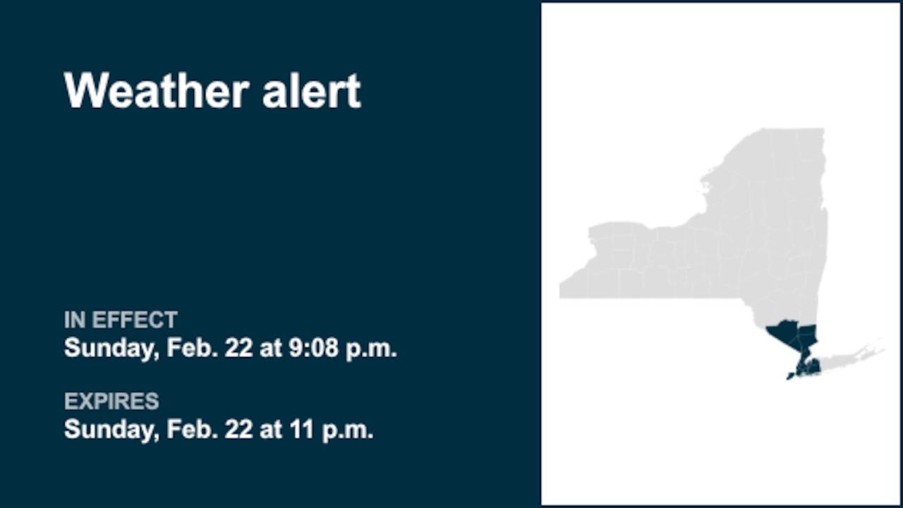 NY weather update: Weather alert in place for part of New York Sunday night