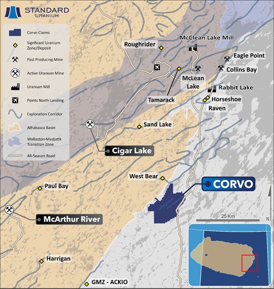 Standard Uranium Set to Drill the Corvo Project Including the High-Grade Manhattan Uranium Showing with 8.10% U3O8 Surface Sample