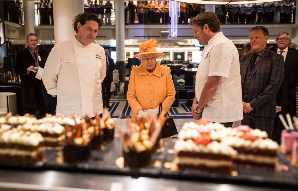 The Queen with chefs Marco Pierre White (left) and James Martin