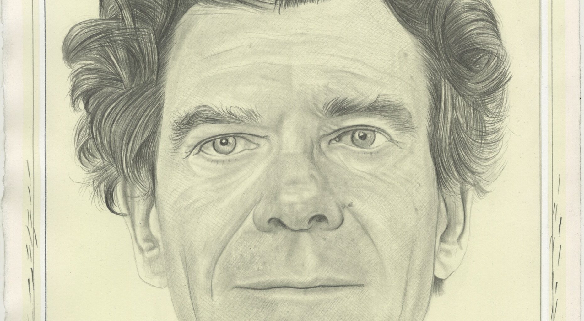Portrait of Paul Pagk, pencil on paper by Phong H. Bui.