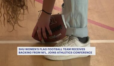 News 12 | Brooklyn | Women's flag football team at Sacred Heart University receives support from the NFL
