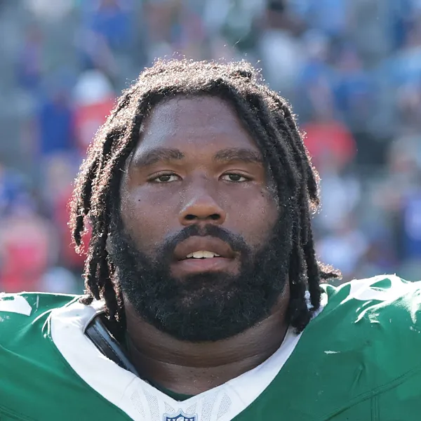 Sep 14, 2025; East Rutherford, New Jersey, USA; New York Jets defensive tackle Jowon Briggs (91) after the game against the Buffalo Bills at MetLife Stadium. Mandatory Credit: Vincent Carchietta-Imagn Images