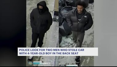 News 12 | Brooklyn | 2 men sought for stealing running car with 4-year-old boy inside