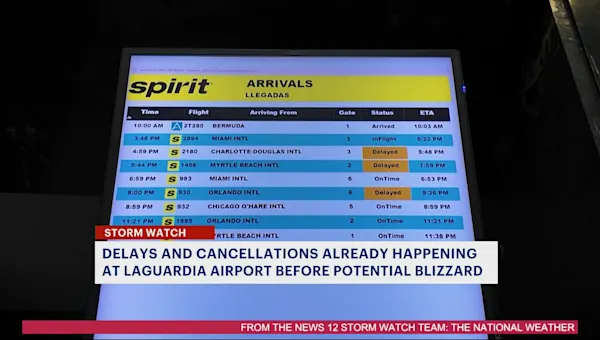 News 12 | Brooklyn | Flight delays already mounting at LaGuardia as potential blizzard approaches