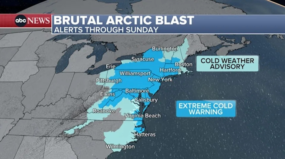 ABC News - PHOTO: brutal arctic blast map