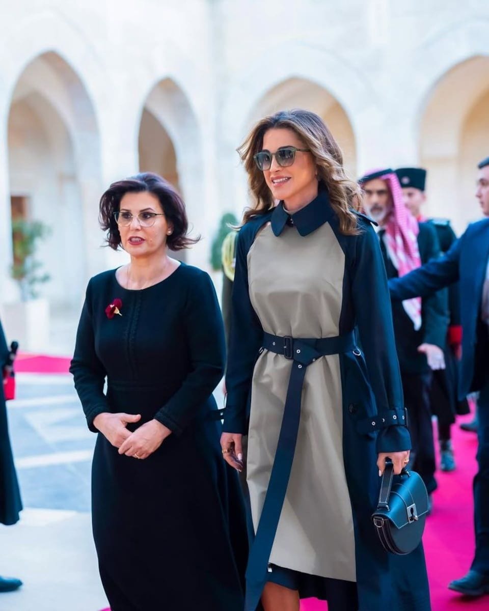 Queen Rania stuns in Japanese trench dress during intense diplomatic week