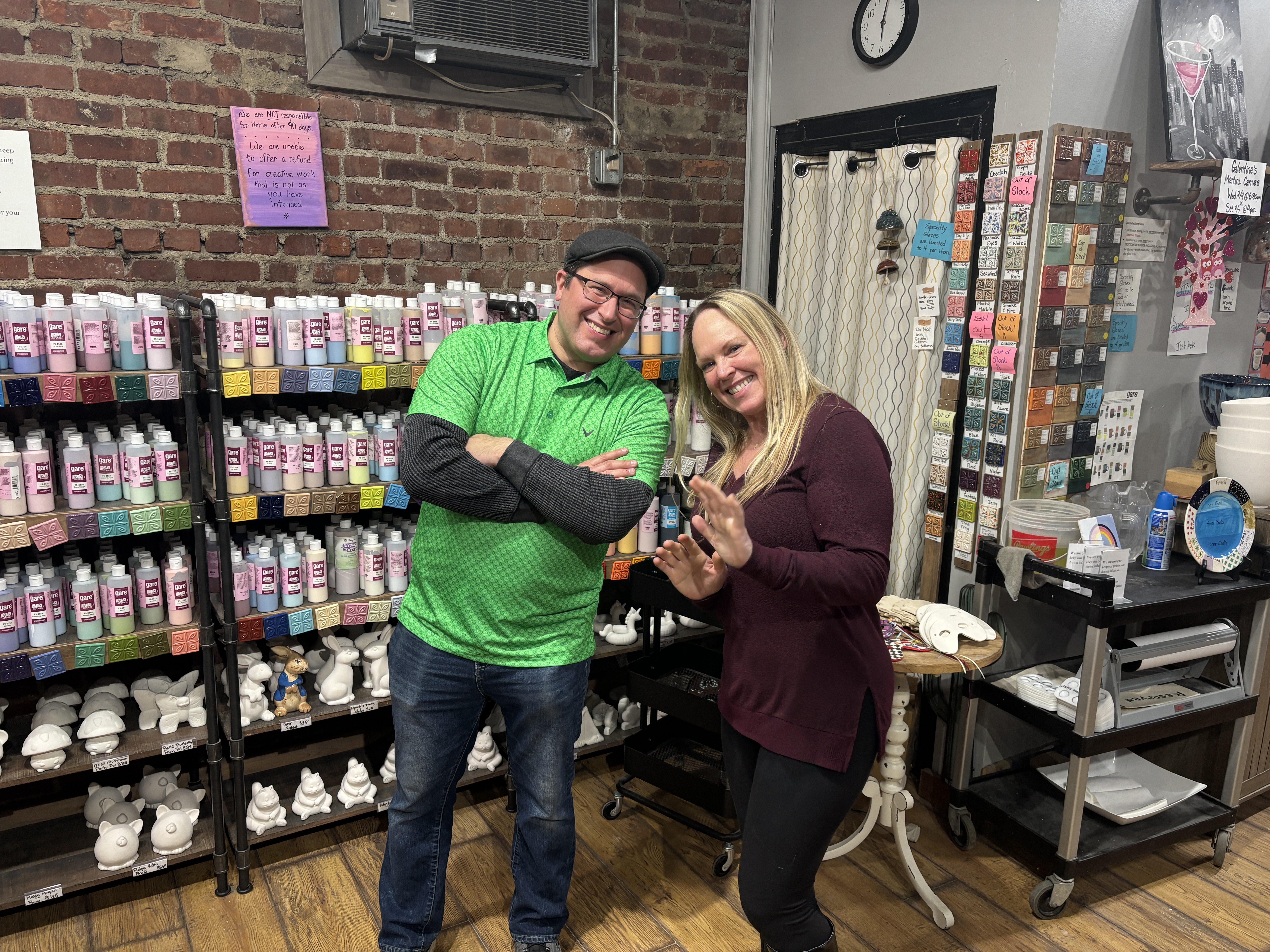 Guests dressed in green, purple and gold.