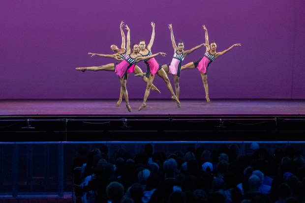 Dancers with Dance Theatre of Harlem perform during the BAAND Together Dance Festival, Tuesday, July 25, 2023, at Lincoln Center in New York. (AP Photo/Mary Altaffer)