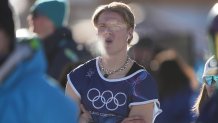 Finland's Kuura Koivisto looks on during men's freestyle skiing slopestyle qualifications at the 2026 Winter Olympics, in Livigno, Italy, Saturday, Feb. 7, 2026. 