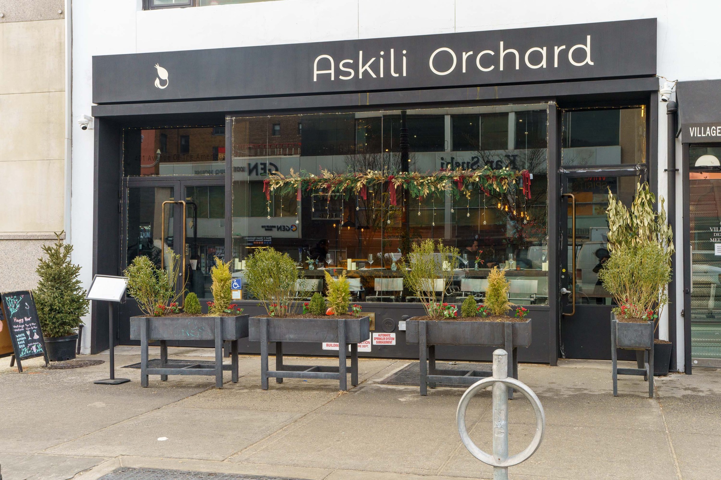 Outside Askili Orchard in Greenwich Village.
