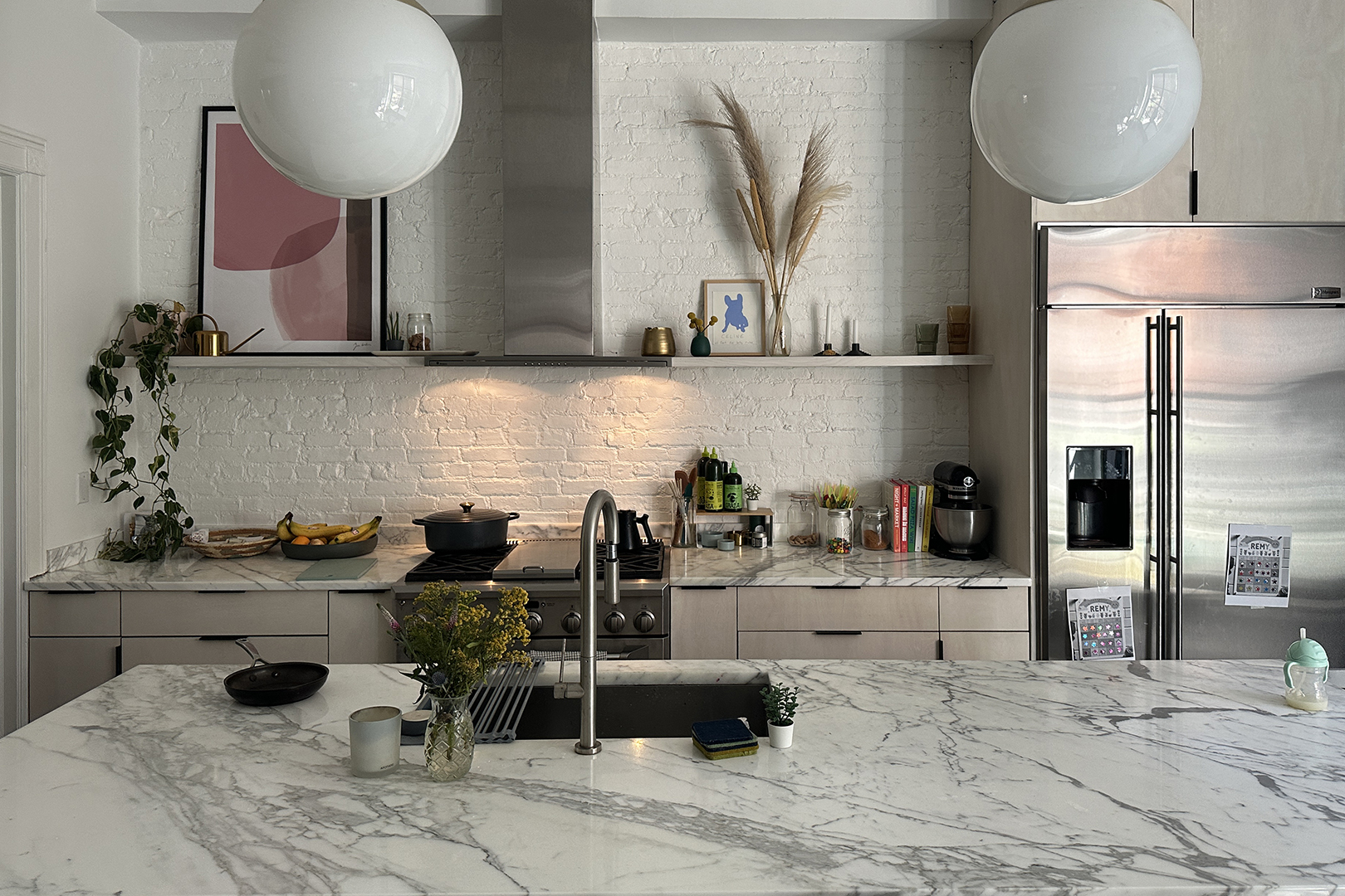 kitchen with stark white walls