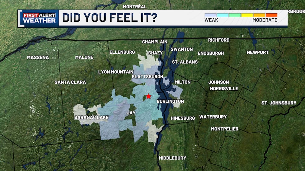 WCAX Quake Shake Map