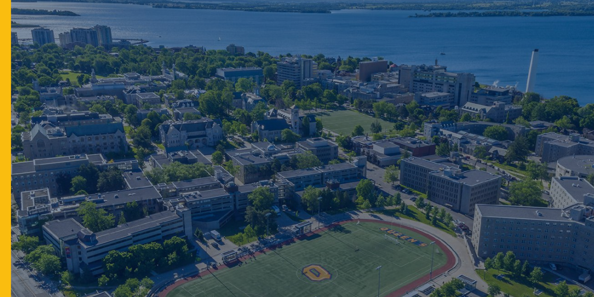 decorative image banner showing an aerial view of Queen's campus