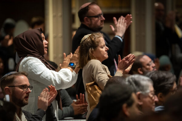 Clergy applaud as the mayor introduces his executive order and the actions it details. New York Public Library, Stephen A. Schwarzman Building, Manhattan. Friday, Feb. 6, 2026. Photo: Ed Reed/Mayoral Photography Office