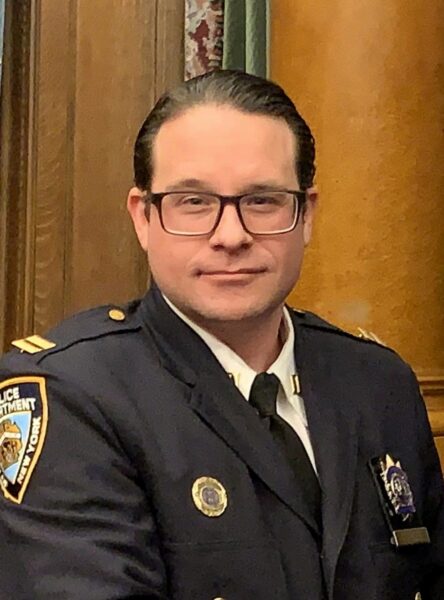 Deputy Inspector Thomas Maffei, shown here at Brooklyn Borough Hall, is now the commanding officer of the 83rd Precinct in Bushwick. Photo: Mary Frost, Brooklyn Eagle