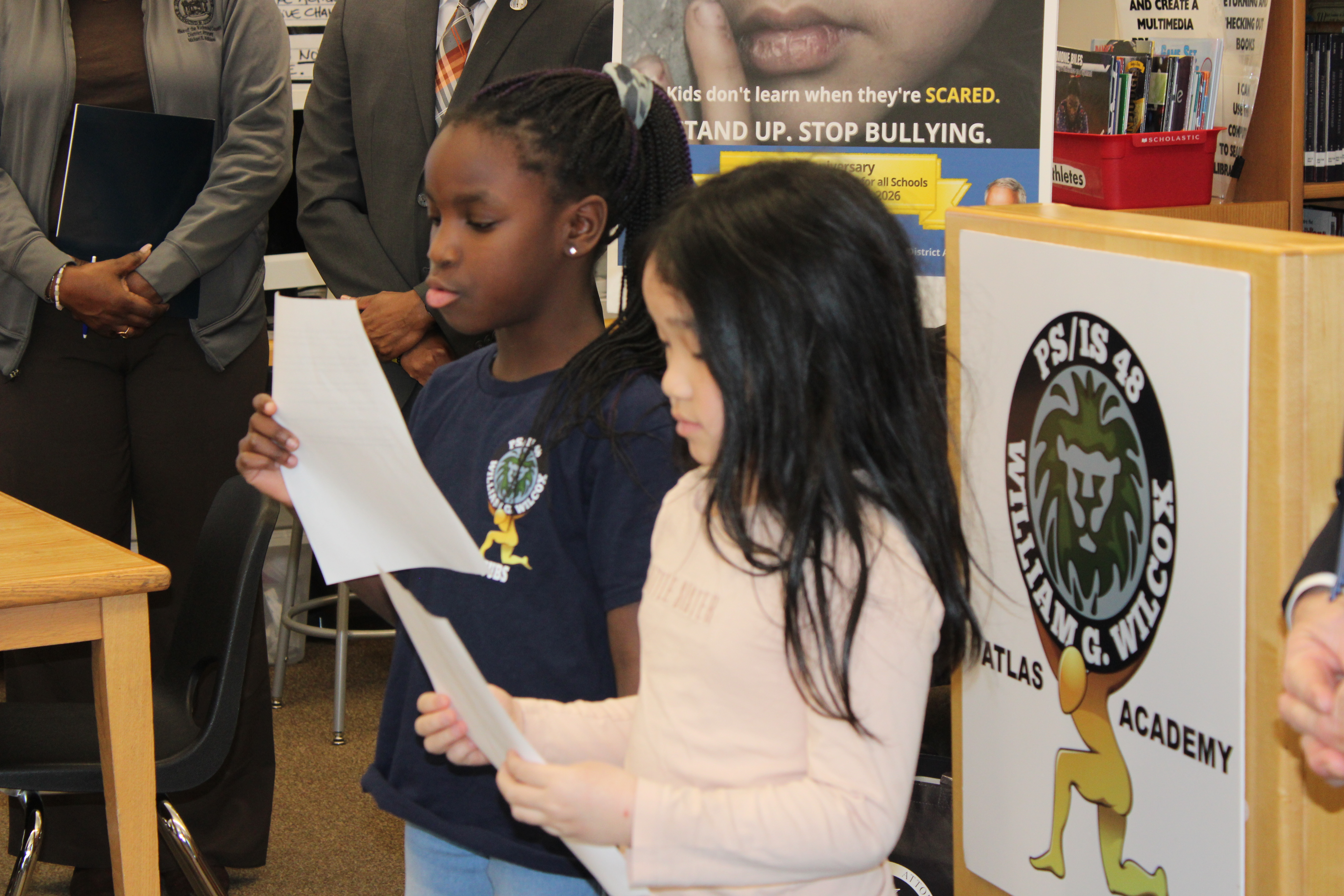 William G. Wilcox (PS/I.S. 48) in Concord hosted the kickoff event for the tenth annual campaign, where District Attorney Michael E. McMahon emphasized how childhood bullying can lead to criminal conduct in adulthood. The event also included speeches from Theresa and Ariel from the Third Grade Kindness Club.