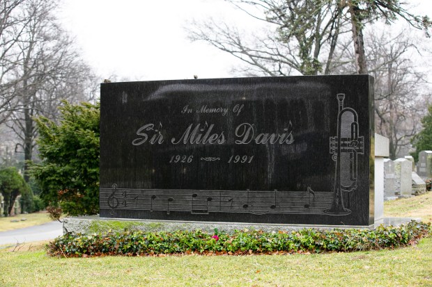 Miles Davis' grave is pictured at Woodlawn Cemetery in the Bronx on Tuesday, Feb. 11, 2020. (Shawn Inglima for New York Daily News)