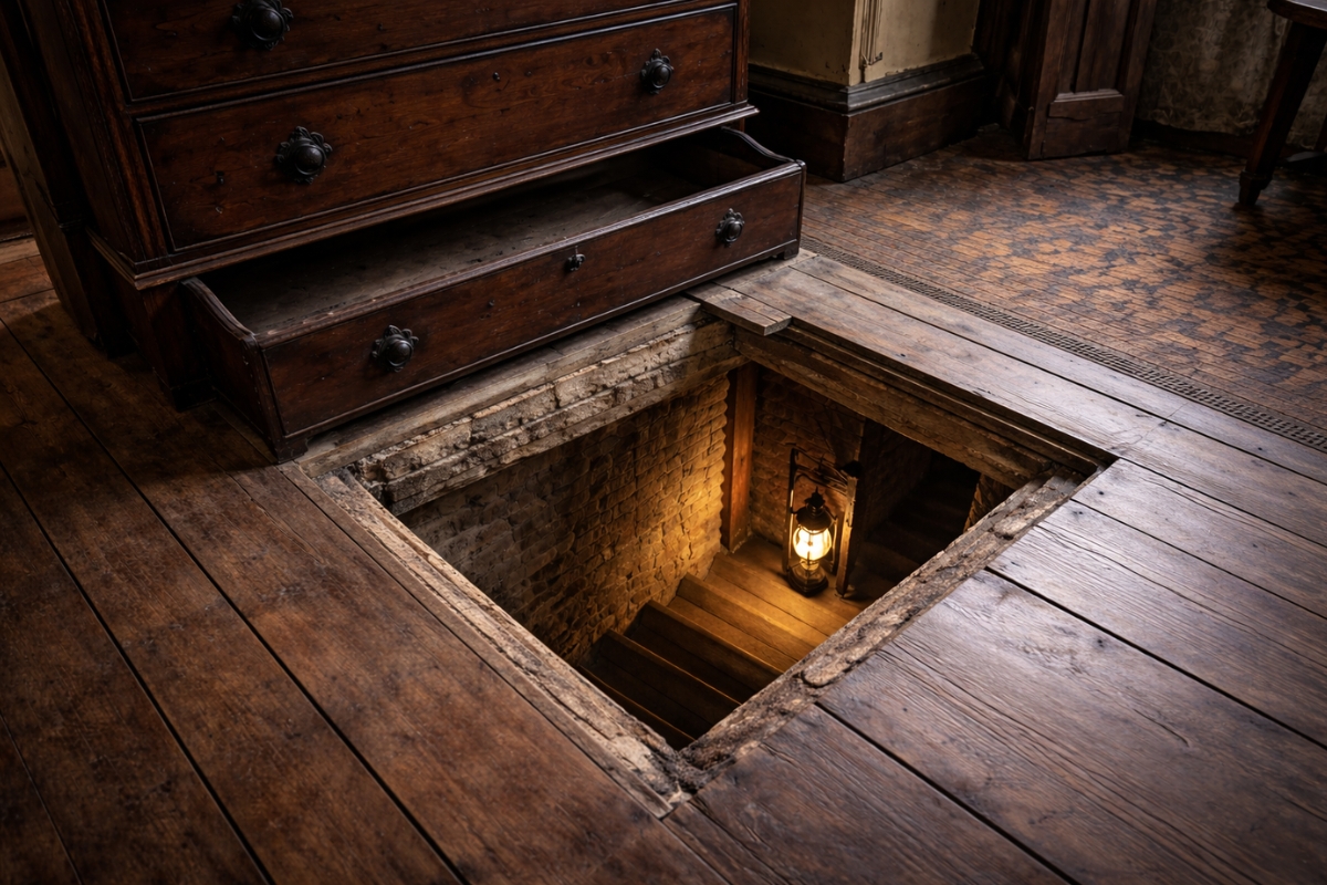 An antique dresser in Manhattan concealed an opening in the floor, revealing a confined space and a secret staircase that may have served as a strategic stop for the Underground Railroad more than 100 years ago.