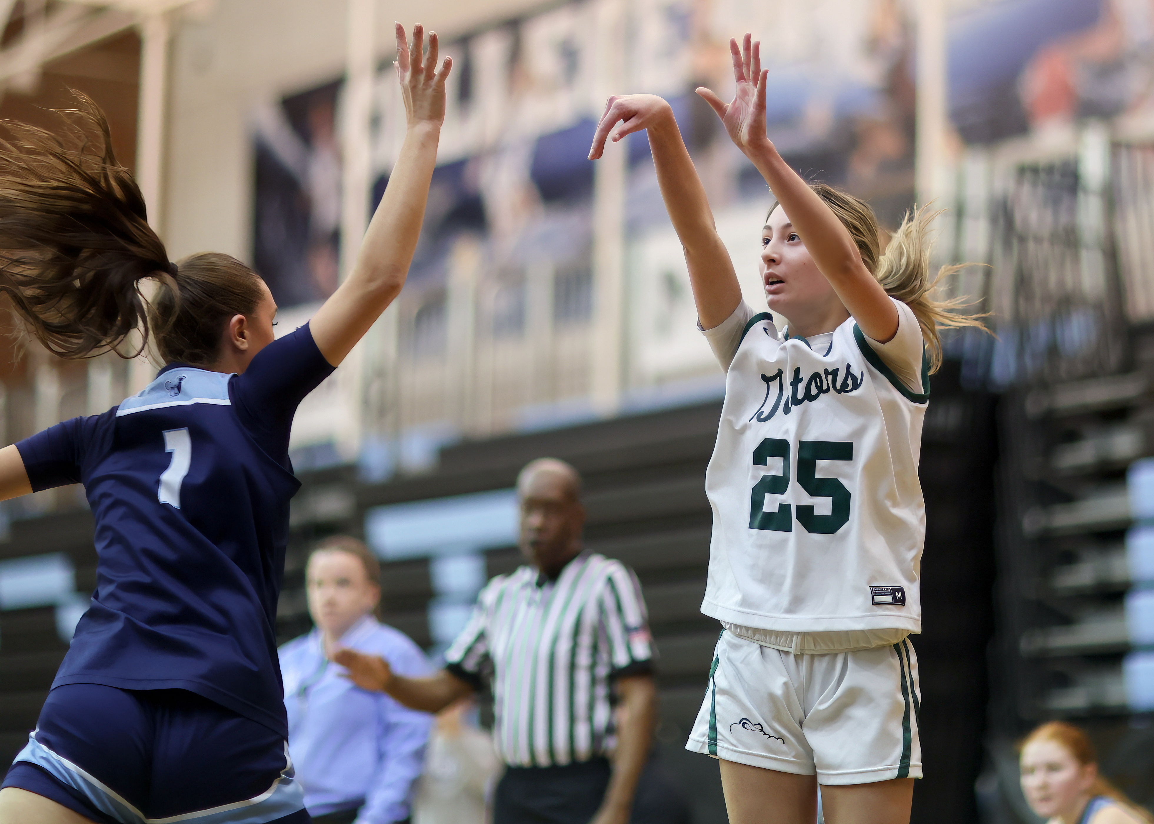 Notre Dame Academy's Gianna Lorenzo hoists up a long range jumper against St. Joseph Hill in the CHSAA Archdioscesan AA playoff semifinal at the College of Staten Island in Willowbrook on Thursday, Feb. 19, 2026. (Advance/SILive.com | Jason Paderon)