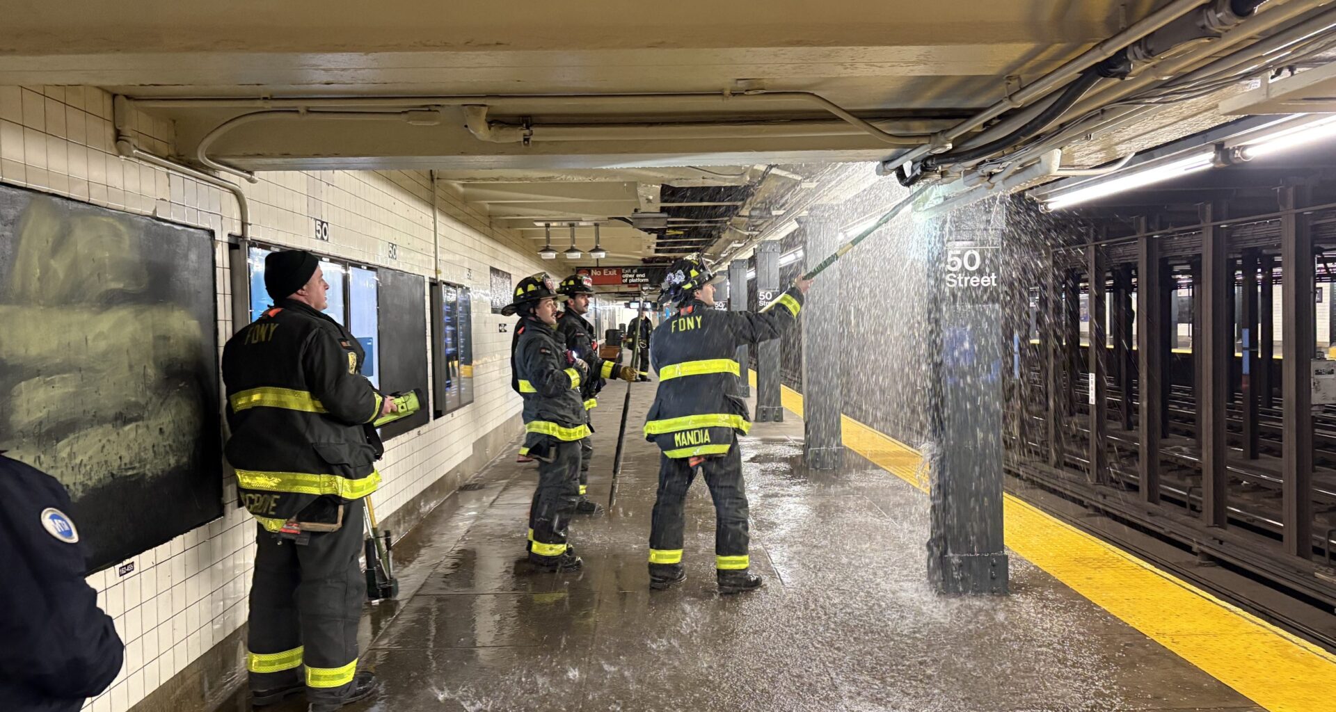 Midday Pipe Burst Floods Downtown C Platform at 50th Street