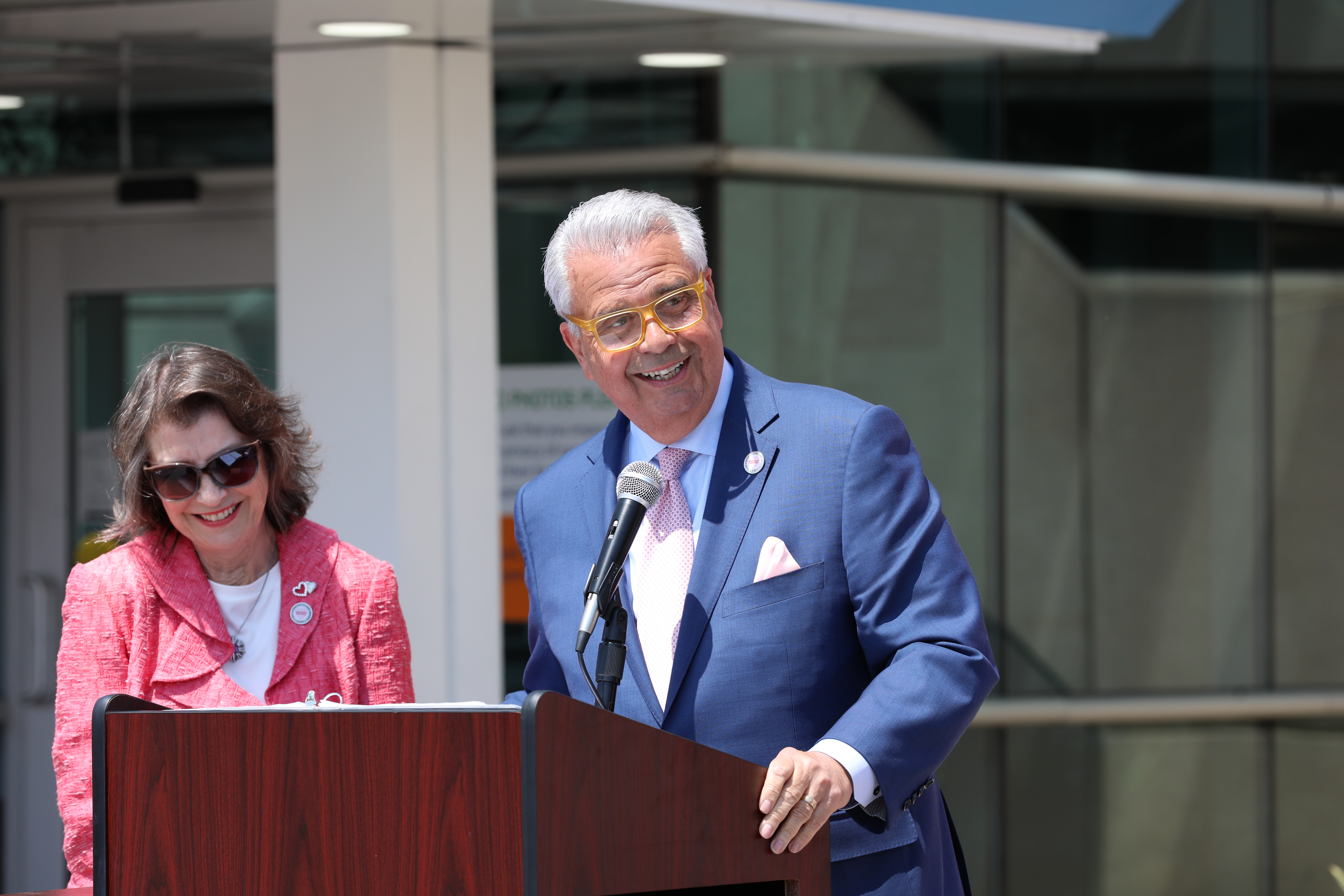 Lois and Rich share a laugh on their 46th wedding anniversary as they celebrate the ribbon cutting of the newly renovated Lois and Richard Nicotra Heart Institute. Their gift funded the upgrade at Northwell’s Staten Island University Hospital, a continuation of their long tradition of giving back to the borough they love. June 3, 2025. (Advance/SILive.com | Jan Somma‑Hammel)