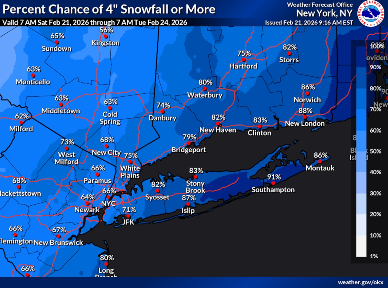 NWS: Snow for Feb. 22, 2026