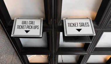 Box office signs are seen outside Radio City Music Hall as arts venues reopen on April 02, 2021 in New York City.