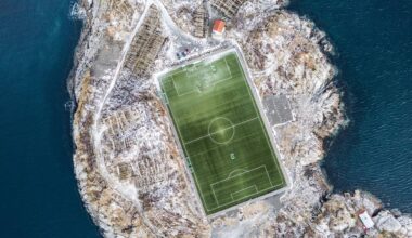 aerial view of soccer field