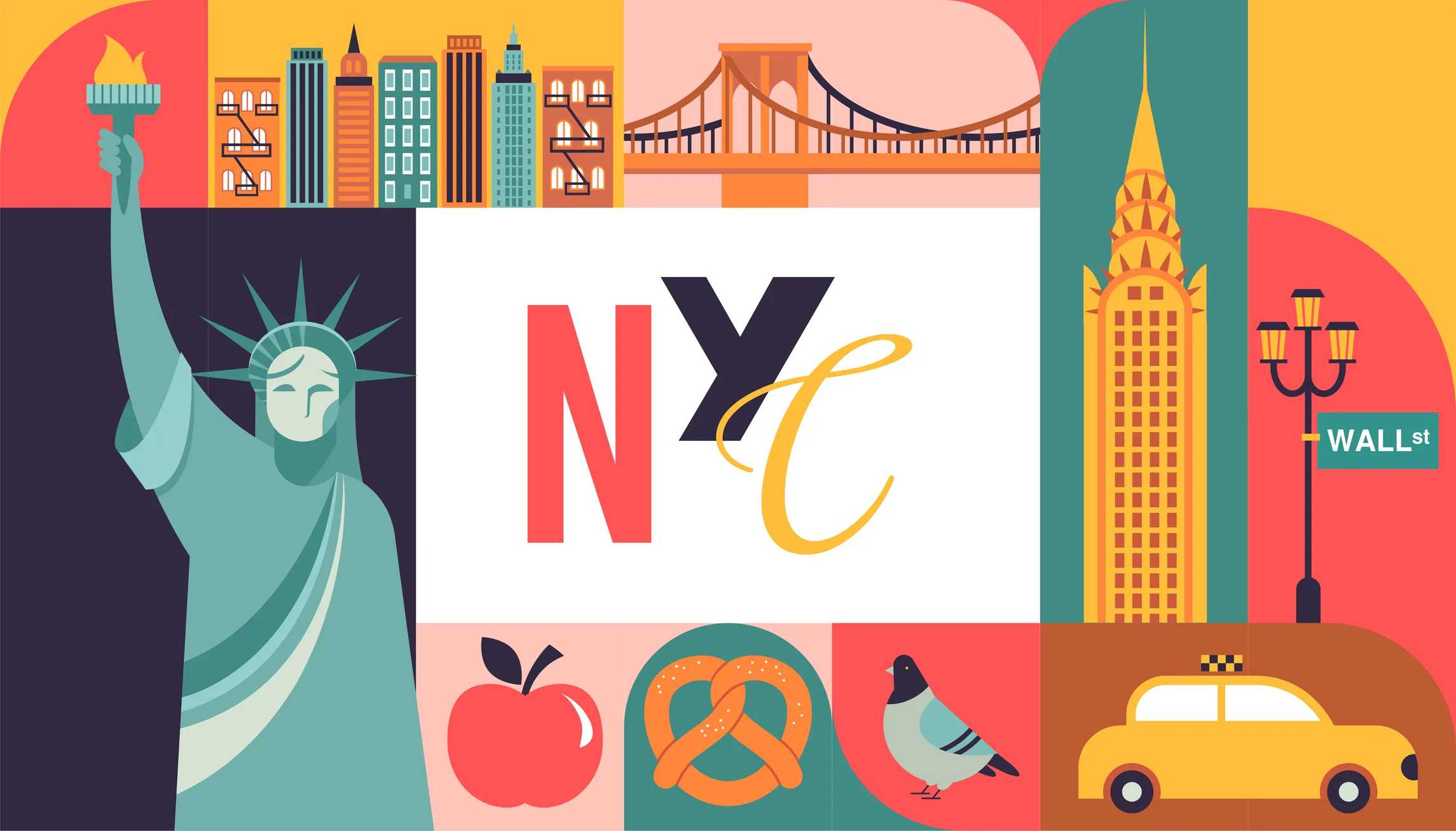 New York-Inspired Baby Names for Kids: Illustration of NYC