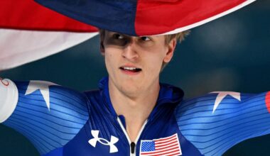 Jordan Stolz wins gold in men’s 500-meter speedskating with another Olympic record