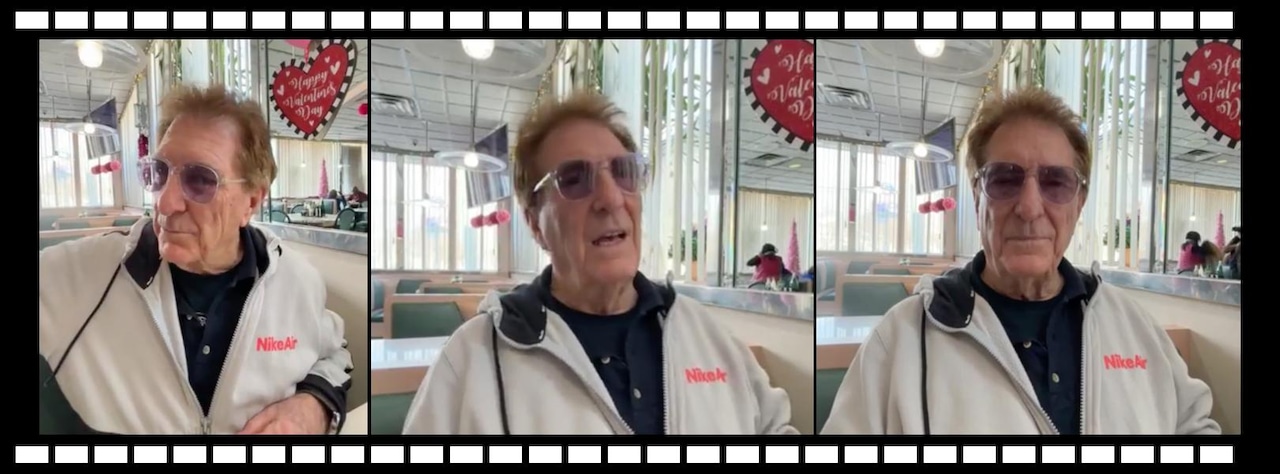 Film strip collage of Mickey Burns