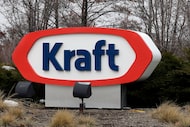 FILE - The Kraft logo outside of the company's headquarters in Northfield, Ill., March 25,...