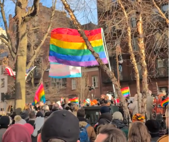 Crowd protests the removal of the Rainbow Pride flag from the Stonewall National Monument in Manhattan (Photo: Amir Bogen) Crowd protests the removal of the Rainbow Pride flag from the Stonewall National Monument in Manhattan