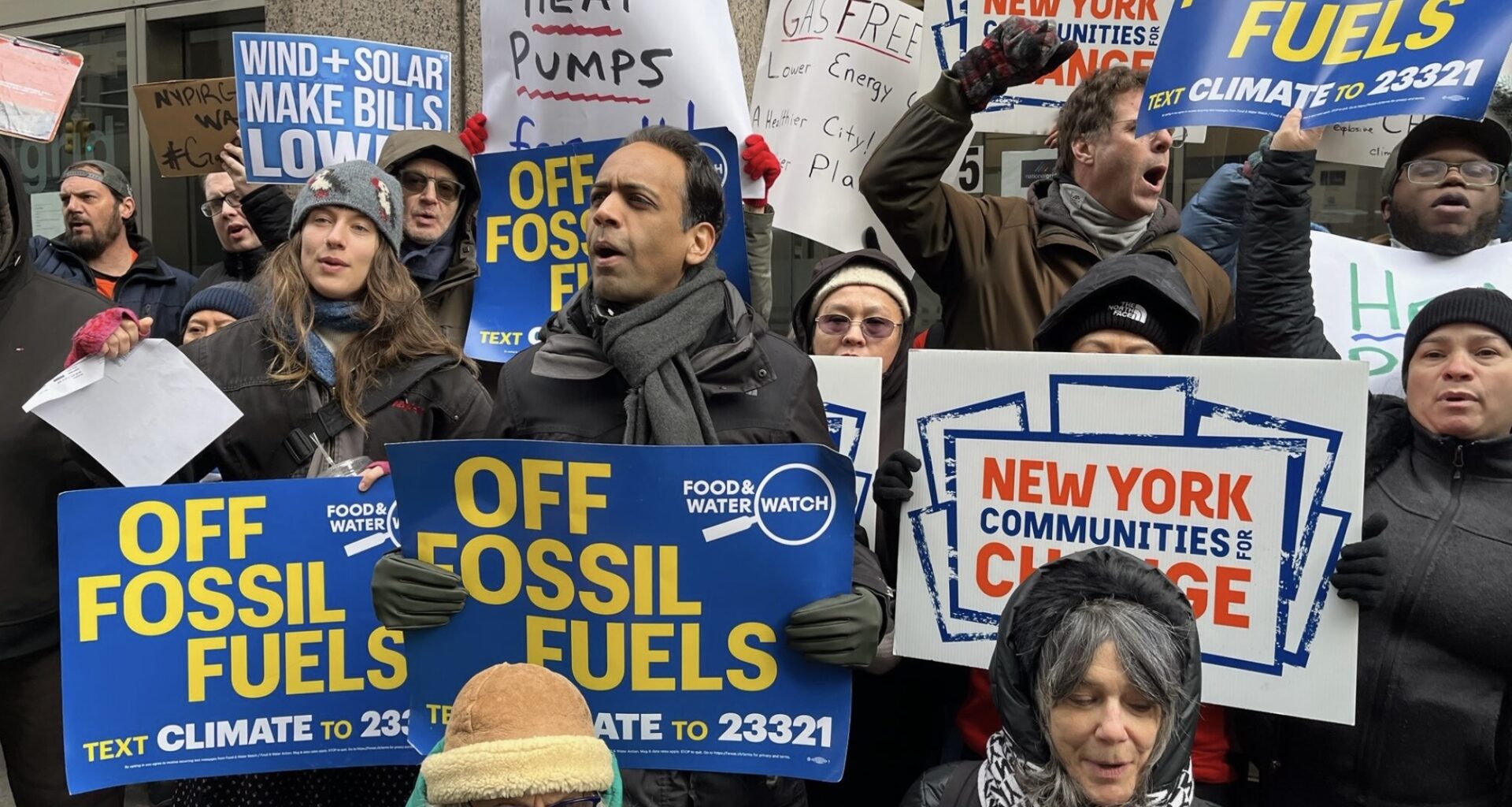Members of environmental and public interest organizations rallied Tuesday outside Downtown Brooklyn’s National Grid headquarters. Photo: Food & Water Watch