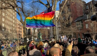 Thousands throng Stonewall monument in NYC, raise pride flag, defying Trump admin