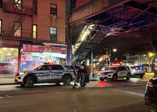 Three people were shot, one fatally, when two groups of young people clashed on W. 283rd St. and Broadway in the Bronx on Feb. 11, 2026. (Kerry Burke / New York Daily News)