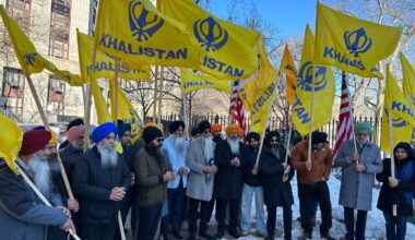 Sikhs from across the United States and Canada pray outside Manhattan federal court in New York, Fr...